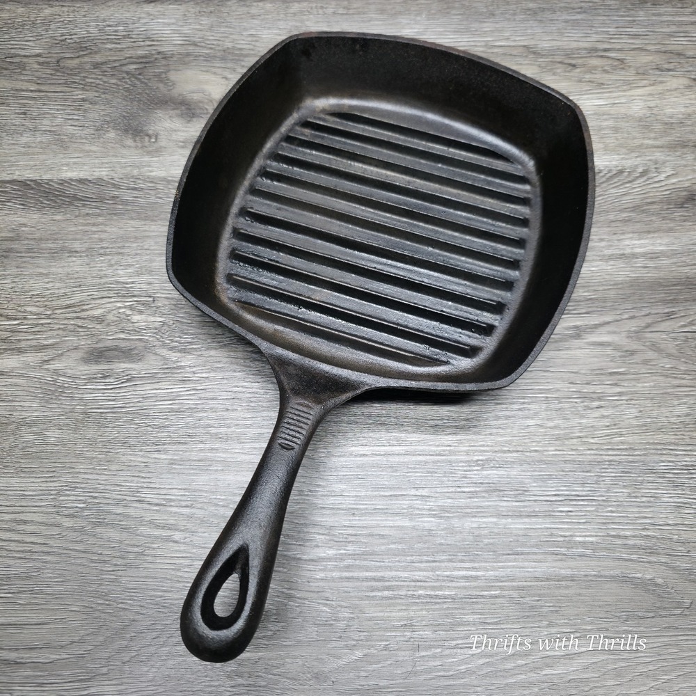 EMERIL Cast Iron Square Grill - Ribbed Fry Pan Skillet‎ - 10" Square